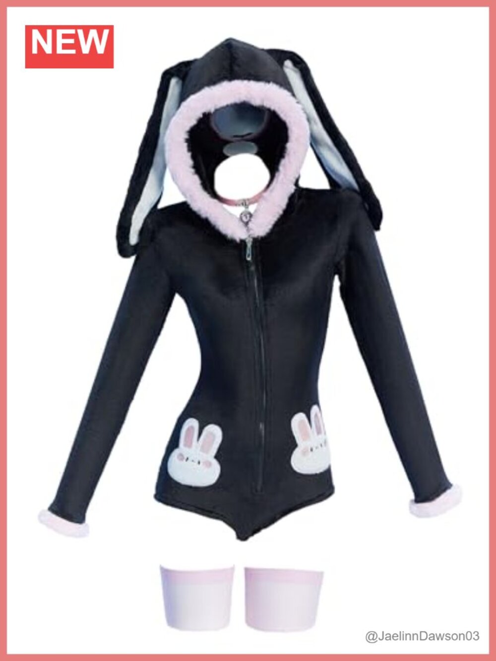 Flannel Bunny Ear Onesie Pajama Set Hooded Romper Loungewear